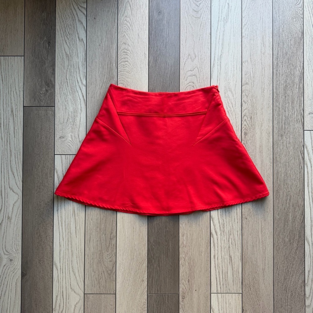 Zara Vibrant Red A-Line Mini Skirt - Chic Sculpted Seams Size S